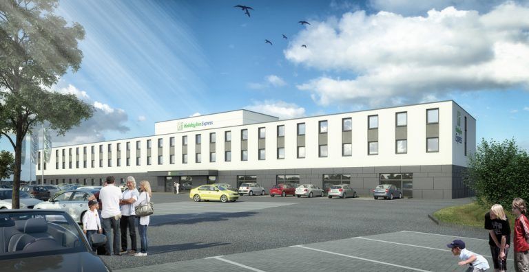 Das Holiday Inn Express nahe dem Europapark Rust soll im Sommer 2018 schlüsselfertig übergeben werden.Engel & Haehnel GbR