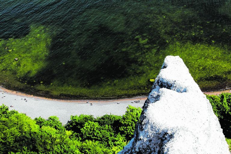 Der größte Kreidefelsen ist mit 118 Metern der Königsstuhl. Von einer Aussichtsplattform kann man ihn besonders gut sehen. Foto: TZR