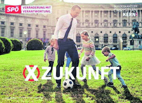 Die Plakate sind persönlich und eher natürlich. Kern titelt mit 