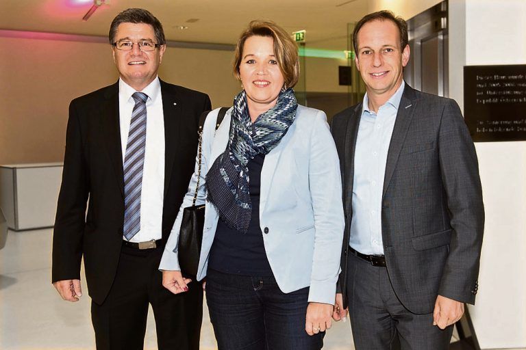 Dornbirns Stadtchefin Andrea Kaufmann mit Wolfgang (l.) sowie Bürgermeister-Kollege Dieter Egger aus Hohenems.