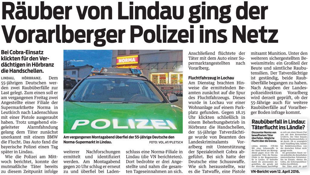 Roland Mock (82) entdeckte in Lochau das  gestohlene Fluchtfahrzeug eines deutschen Räubers.