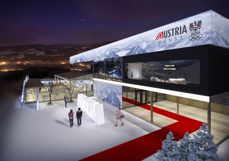 Mit dem Aufbau des Austria House wurde im November begonnen, derzeit ist der Innenausbau im Gange.