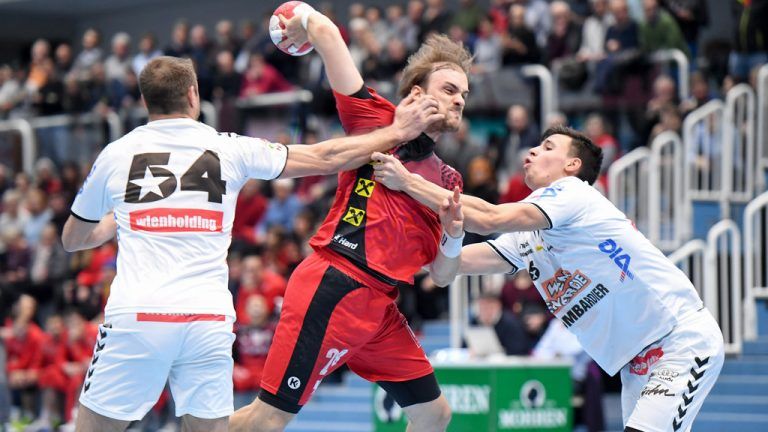 Gerald Zeiner trug mit neun Treffern maßgeblich zum 29:25-Heimsieg des Alpla HC Hard gegen die Fivers bei.GEPA