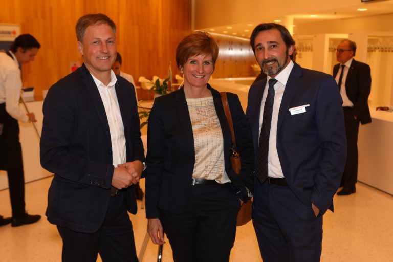 Herwig Ganahl (Greco), Messe-Geschäftsführerin Sabine Tichy-Treimel und Wolfgang Ender (Sparkasse Feldkirch).