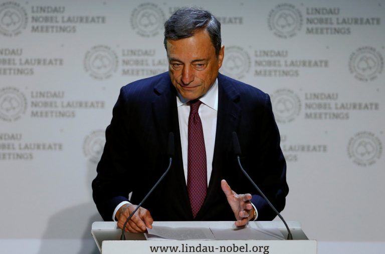 Mario Draghi sprach bei der Lindauer Tagung der Wirtschaftswissenschaften vor Nobelpreisträgern und Nachwuchsökonomen. Foto: reuters