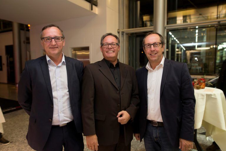 Nachbarn in Dornbirn-Schwefel: Georg Kirchberger und Christoph Gerster (Autohaus Gerster) mit Edmund Gerstgrasser (Unterberger Dornbirn).
