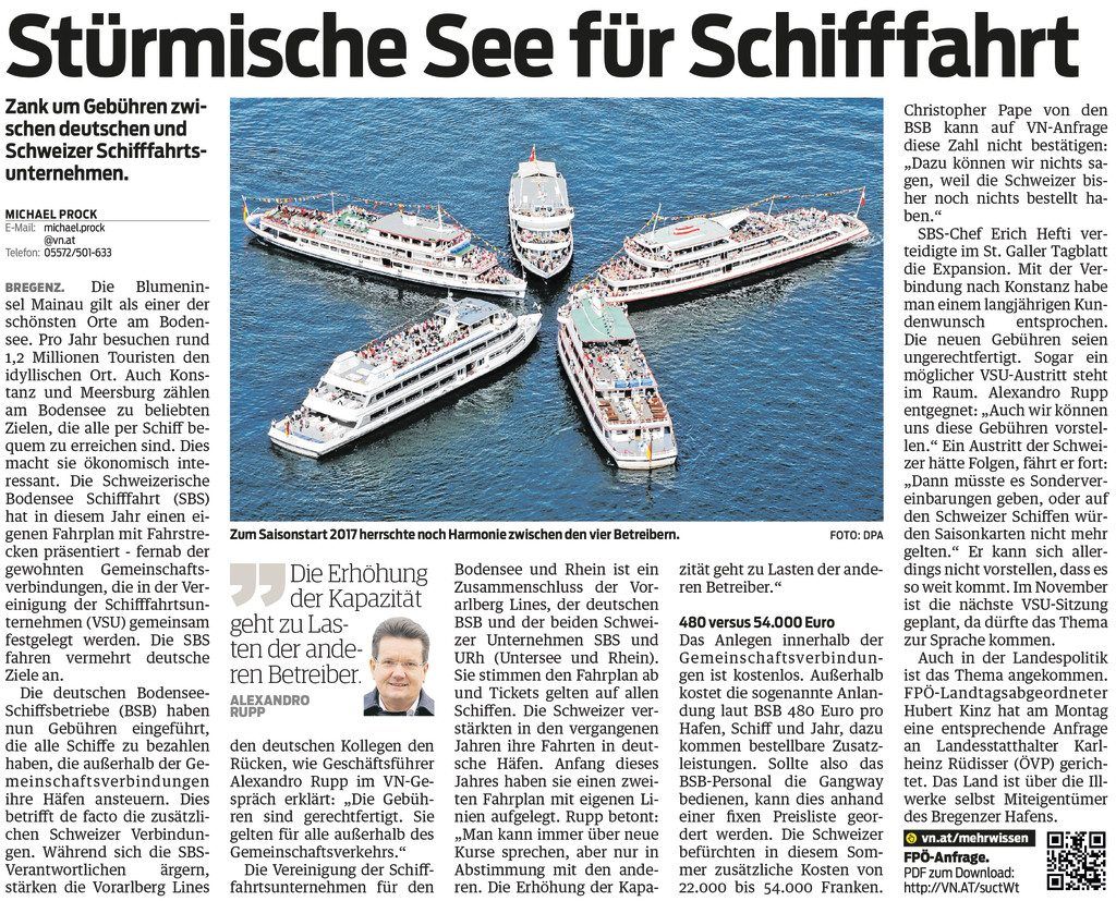 Schweizer Schifffahrtsbetriebe beschweren sich über Umgang im Bodenseeverbund.