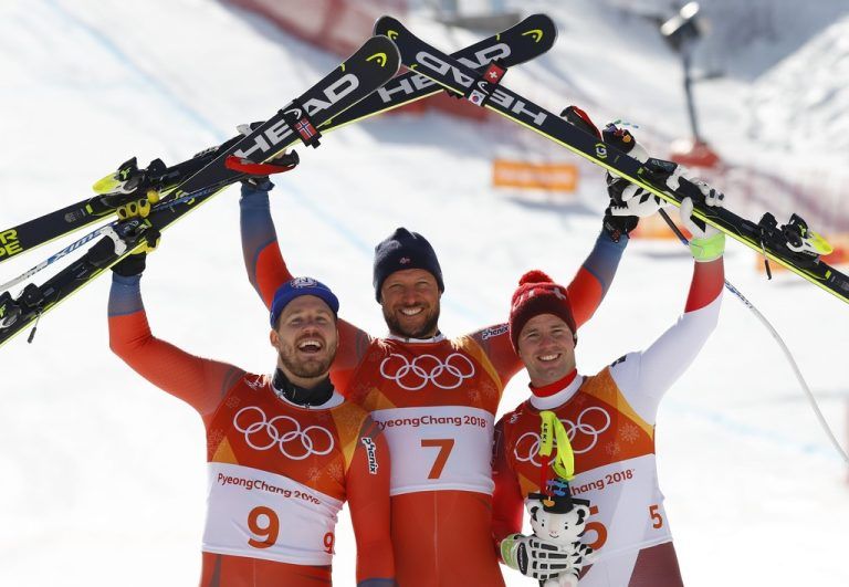 Dreifacher Head-Erfolg in Pyeongchang 2018: Kjetil Jansrud, Aksel Lund Svindal und Beat Feuz. Reuters