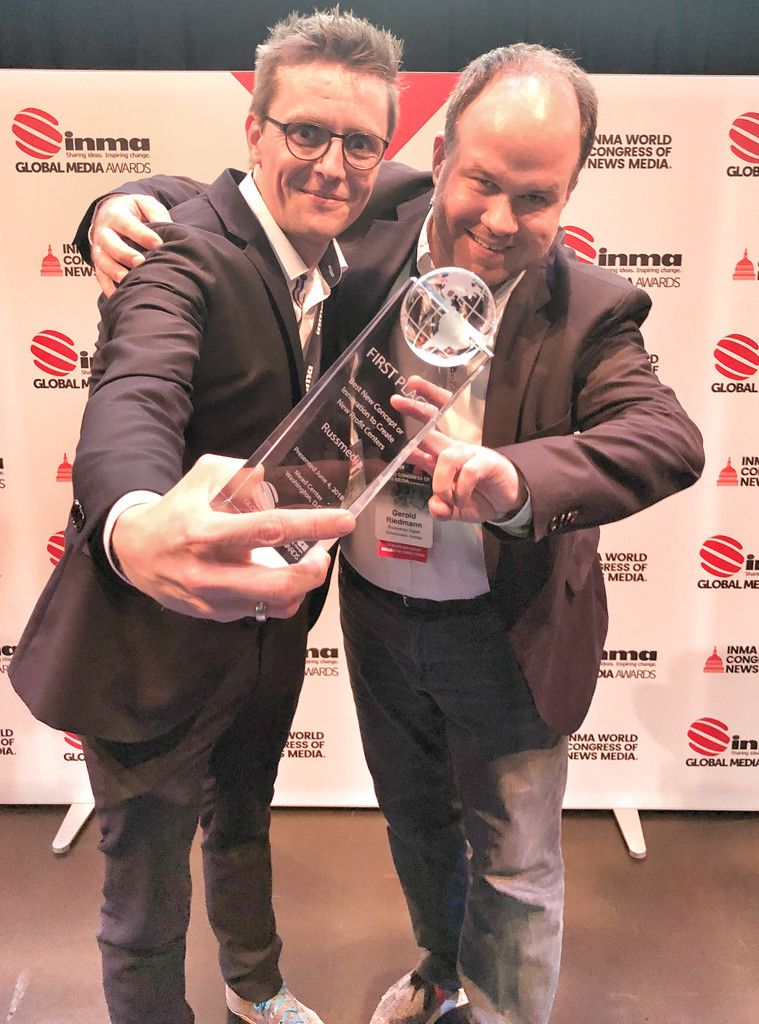 Georg Burtscher und Gerold Riedmann nahmen die Awards in Washington entgegen.vol