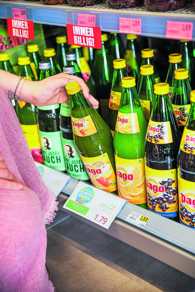 Der Kunde kann Glas statt Plastik wählen.