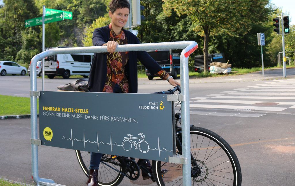 Die erste Fahrradhaltestelle in Vorarlberg gibt es ab sofort in Feldkirch