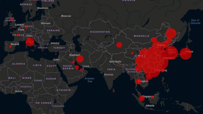 Live-Karte zeigt weltweite Verbreitung des Coronavirus