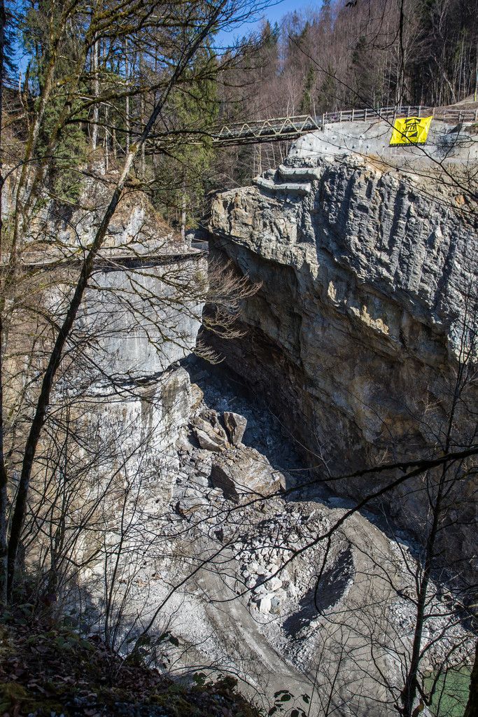 Eine weitere Felssprengung ist in der Rappenlochschlucht nötig, ehe eine neue Brücke geplant werden kann. <span class="copyright">VN/Steurer</span>