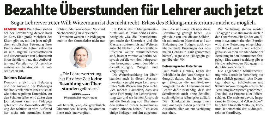 „Bezahlte Überstunden für Lehrer auch jetzt“