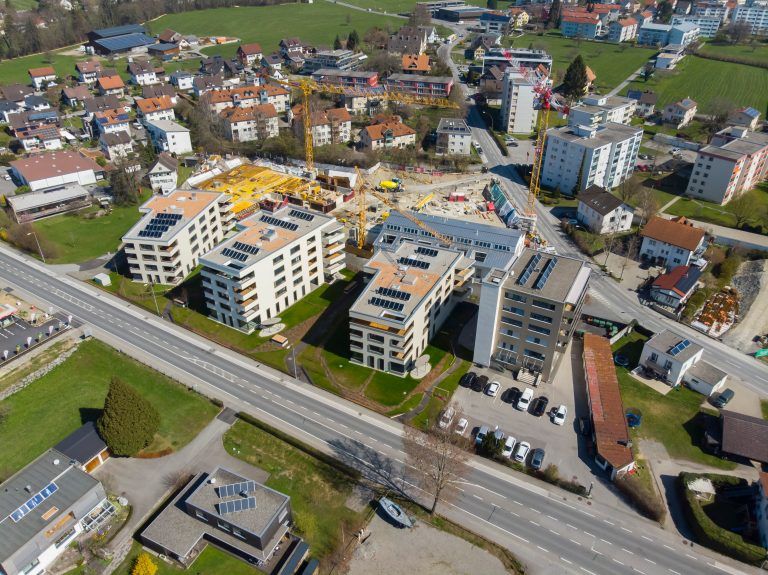 Auf dem Areal der ehemaligen Maschinenfabrik Diem gehen die Arbeiten am neuen Wohnquartier Bäumle planmäßig voran. VN/Paulitsch