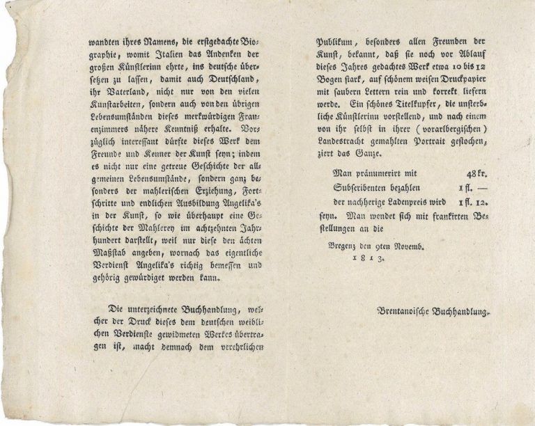 Innenblatt der Ankündigung.
              
              Vlbg. Privatsammlung