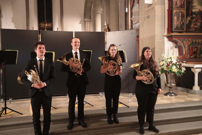 Raclette Quartett mit Jernej Cigler (l.) sowie Anton Doppelbauer, Caroline Messner und Lucie Krysatis spielte im Feldkircher Dom auf. AME