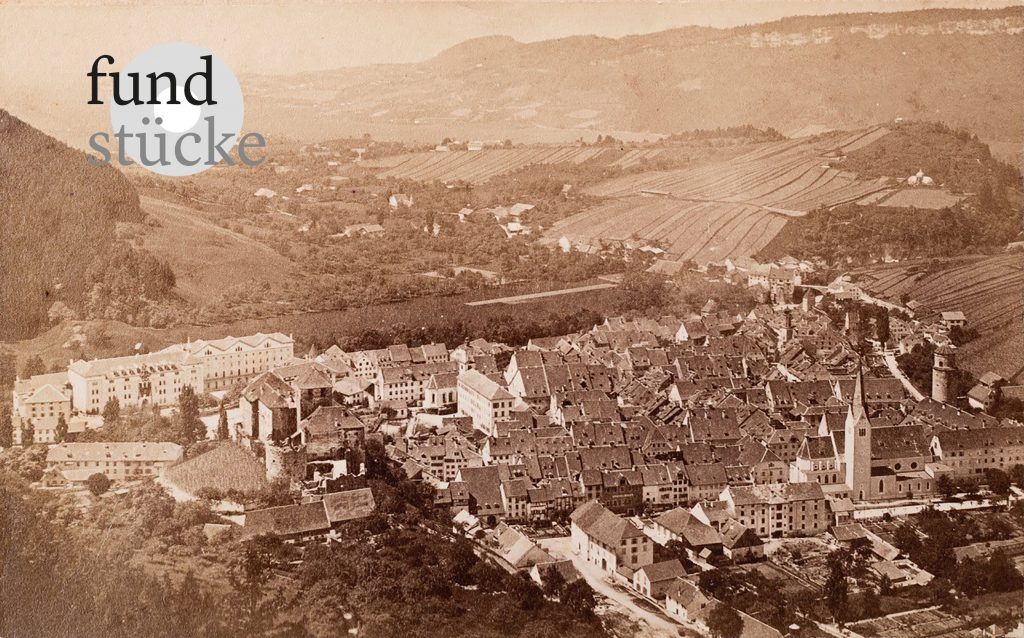 Feldkirch mit rundherum nur Wiesen, Wäldern und Weinbergen
