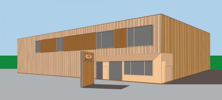 Moderne Büroräume, ein Lager inkl. Lehm-Misch-Station sowie eine großzügige Produktausstellung vereint das neue Ökozentrum unter einem Dach. pöz