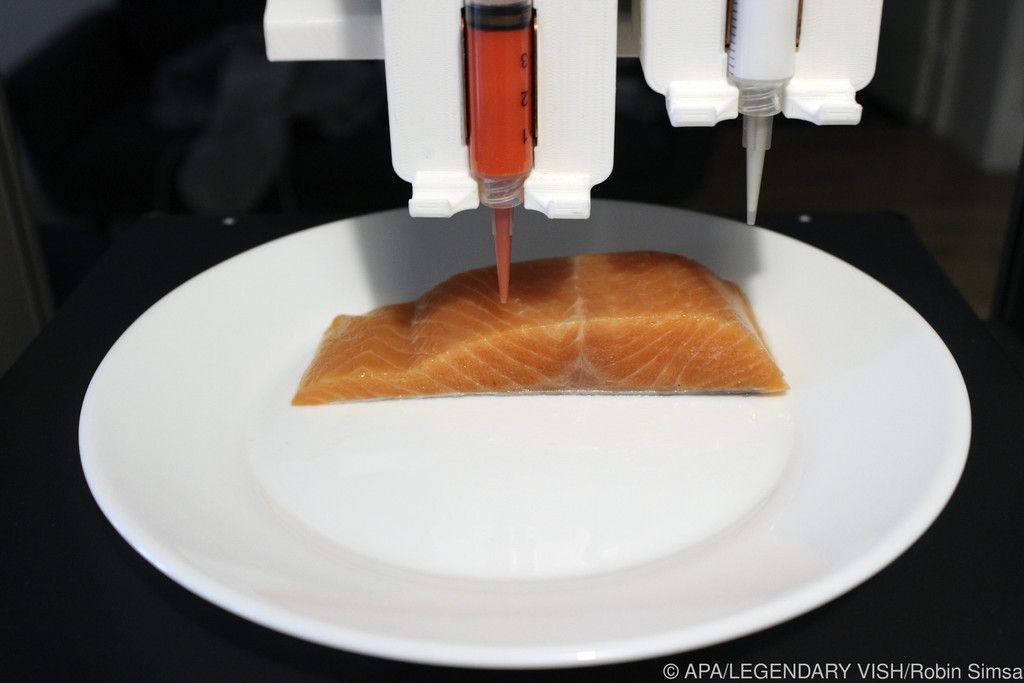 Druckfrischer Fisch aus Pilzen und Pflanzen