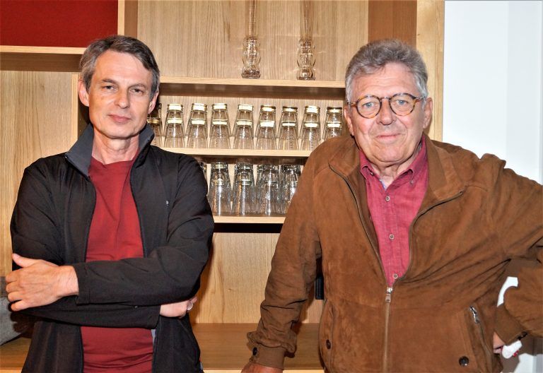 Schriftsteller Wolfgang Mörth und Hans Paul Hammling (Autorenverband Literatur Vorarlberg).