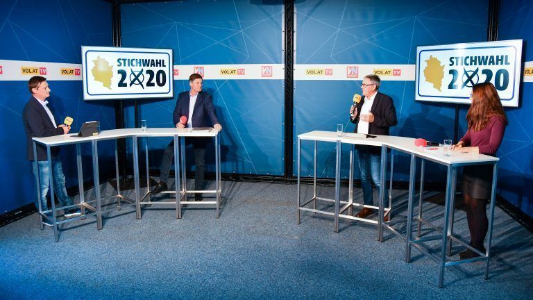 Matt erreichte bei der Direktwahl 41,4 Prozent der Stimmen, Allgäuer schaffte 23,7 Prozent. Heute bestritten sie im VN-Wahlstudio das erste Wahlduell. <span class="copyright">VN/Lerch</span>