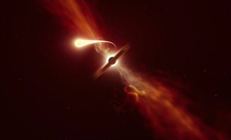 Ein Stern wurde von einem supermassereichen Schwarzen Loch verschlungen.