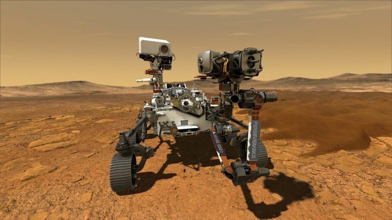 Der Roboter soll auf dem Mars nach Spuren früheren mikrobiellen Lebens suchen sowie das Klima und die Geologie des Planeten erforschen und Proben von Steinen und Staub nehmen.