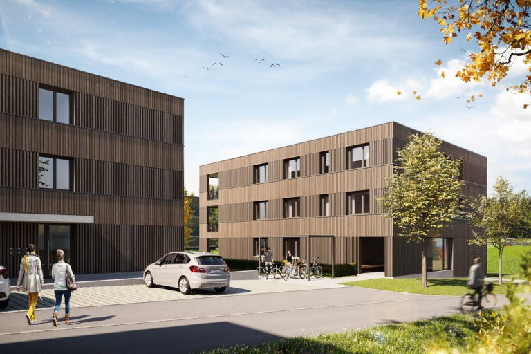 So wird die neue Wohnanlage in der Hörbranzer Wuhrstraße einmal aussehen.<span class="copyright">Klimmer</span>