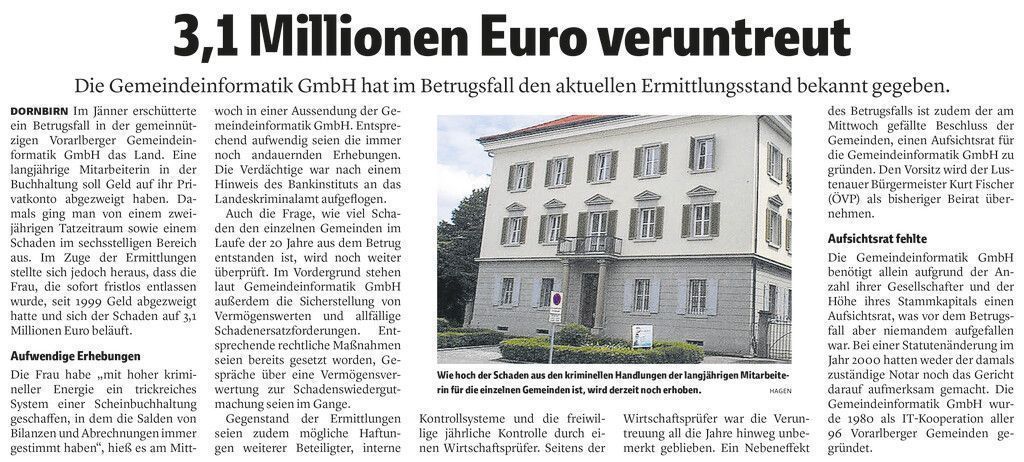Millionenersatz für Gemeindeverband