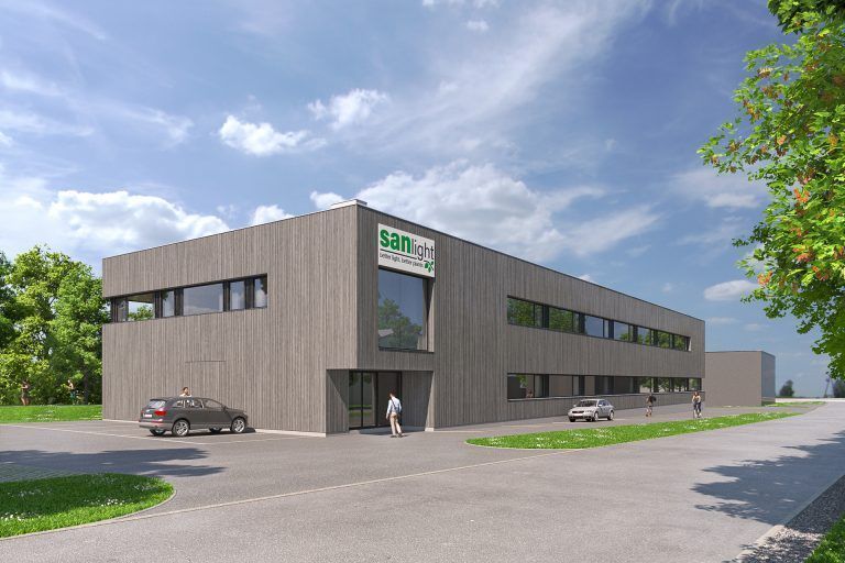 Der geplante neue Firmenstammsitz des Pflanzenleuchtenspezialisten in Schruns. FA
