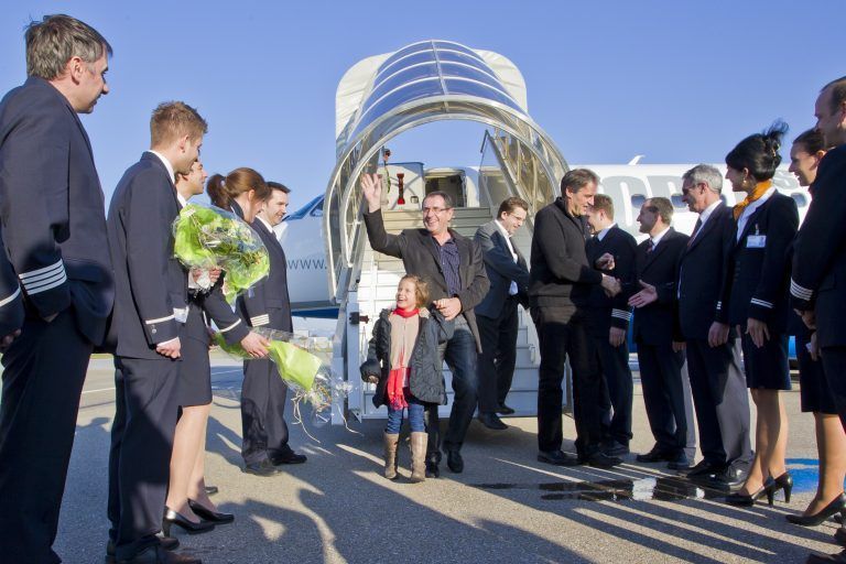 Jungfernflug am 28. März 2011: Gründer und Eigentümer Markus Kopf startete mit Peoples Viennaline einen gewagten Flug. VN/Steurer