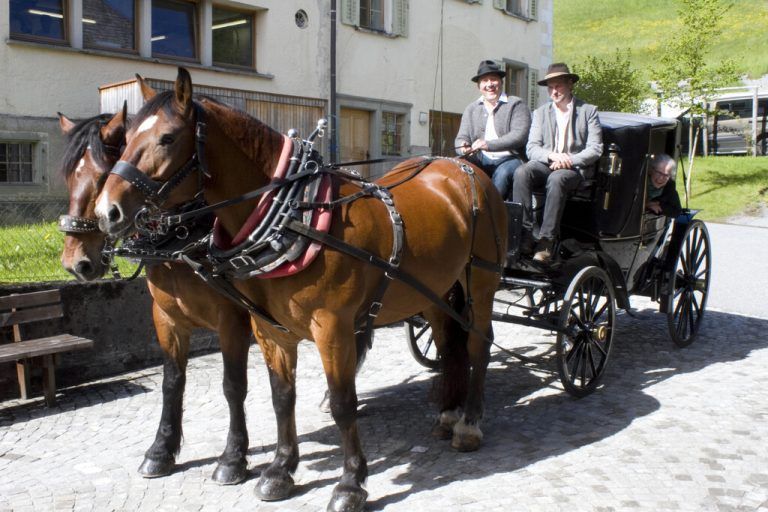 Kutschenfahrt mit Martin Metzler (l.) und Johannes Fink.