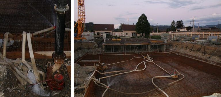 Bei der Anlage Im Steinach mit 24 Wohnungen ist die Vogewosi damit beschäftigt, das Grundwasser in den Griff zu bekommen.
