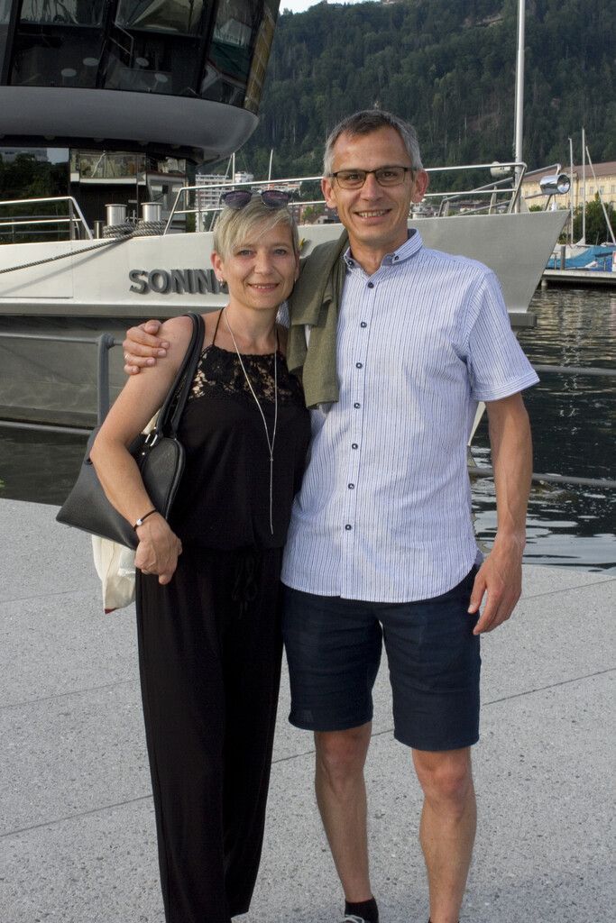 Beim Boarding: Beatrix und Martin Aberer.
