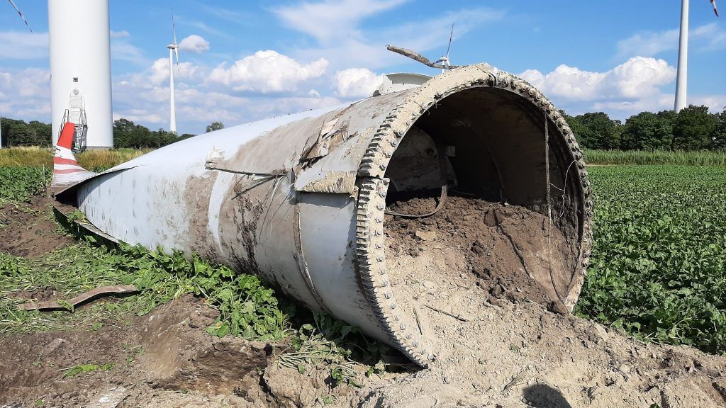 Rotorblatt von Windkraftanlage abgebrochen
