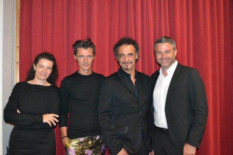 Heidi Pixner (l.)und Manuel Randi, Herbert Pixner und Werner Unterlercher. Bischof