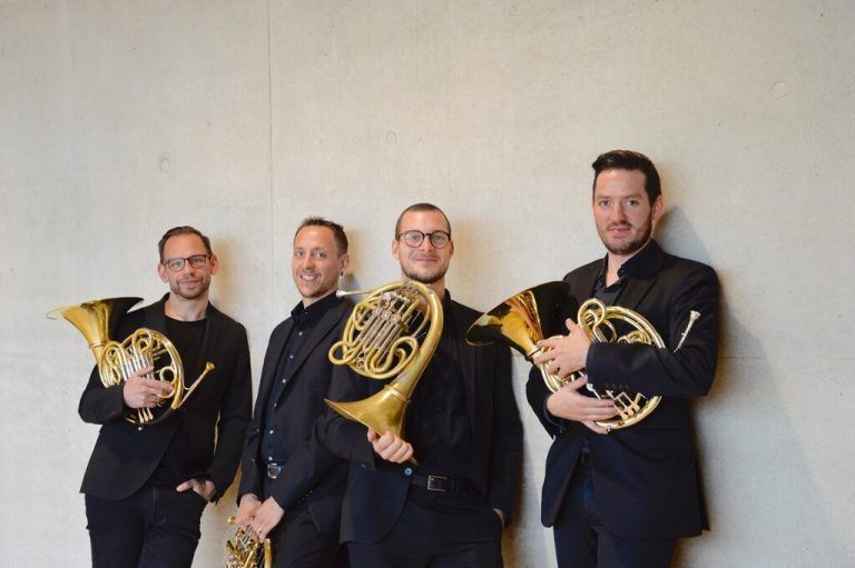 Die vier Hornisten des „Rheingold Quartetts“ beenden die Konzertreihe Montafoner Resonanzen 2021. RQ/FB