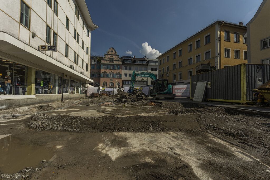 Die Innenstadt als Baustelle: In Bregenz sind die Bagger aufgefahren. »a9