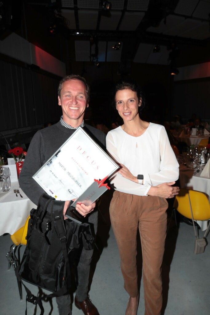 Martin Meusburger und Laudatorin Anna Grohs.