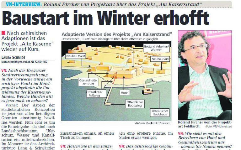 13. Juli 2007 Ein wichtiger Meilenstein für das geplante Hotel wurde erreicht: Die Umwidmung des Kasernengeländes. Dazu waren allerdings einige Adaptierungen der ursprünglichen Pläne notwendig. Der Baubescheid erfolgte dann zu Beginn des Jahres 2008.