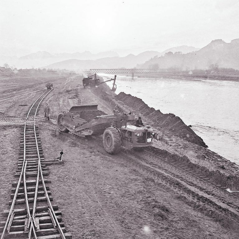 Lustenau, Rheinregulierung, 1953