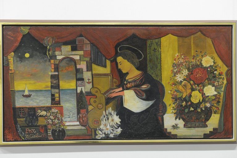 Weihnachtliches Blumenstillleben, Maria mit dem Kind und religiöse Motive von Otmar Burtscher. R. Sagmeister