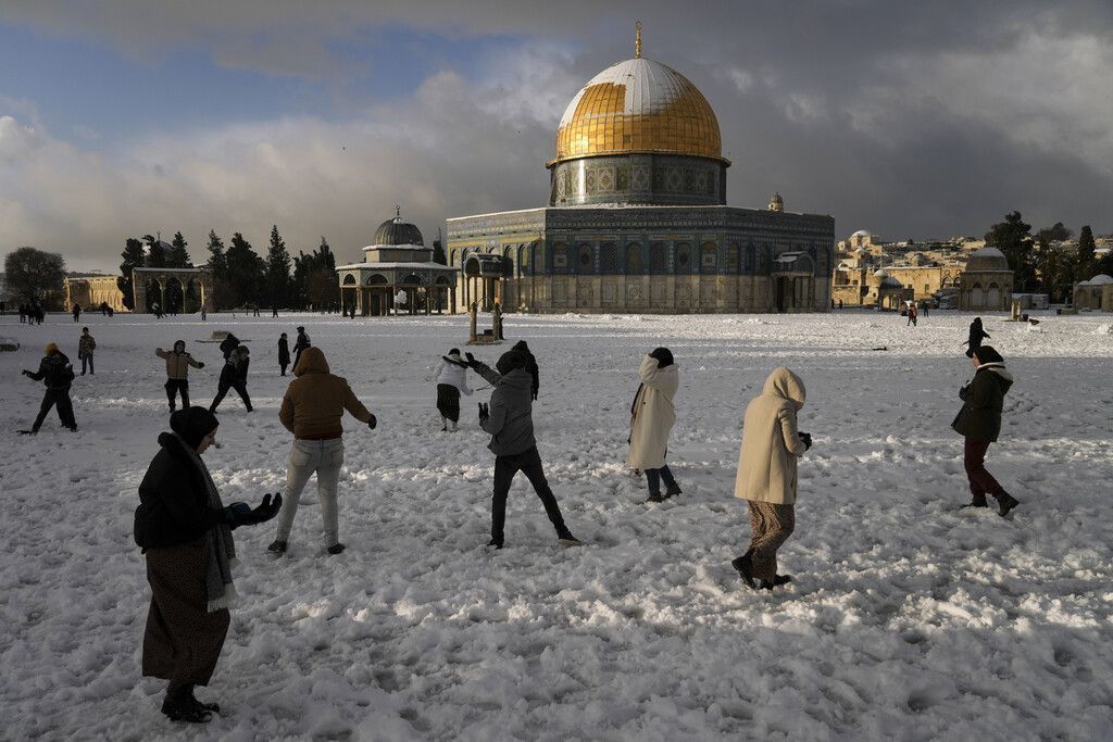 Seltener Schneefall in Jerusalem