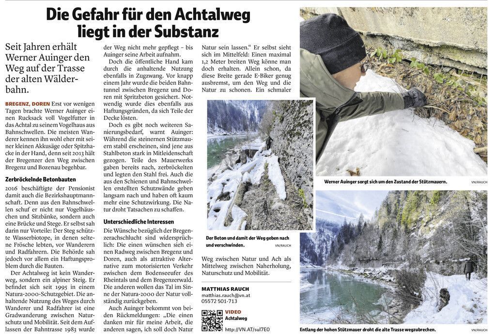 Die Gefahr für den Achtalweg liegt in der Substanz