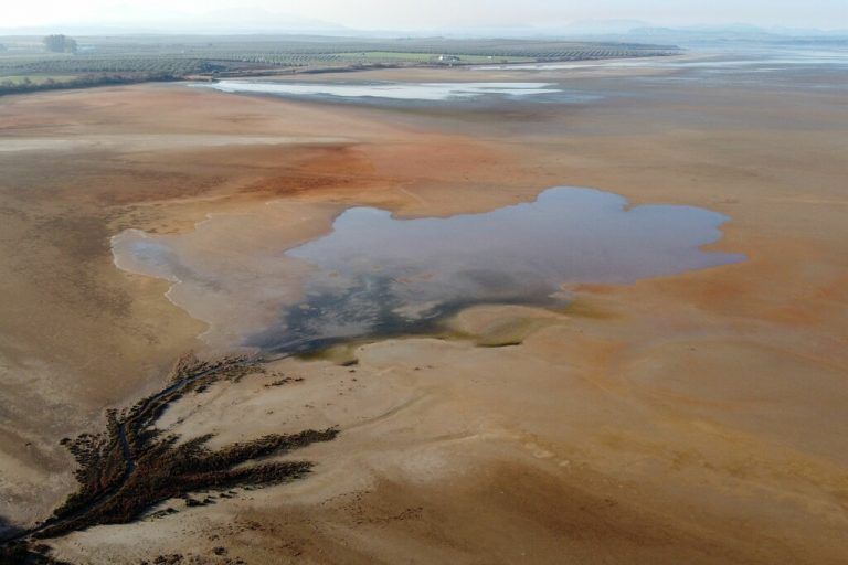 Teile Spaniens kämpfen mit extremer Trockenheit. Die Aufnahme zeigt die Lagune Fuente de Piedra in Andalusien. AFP
