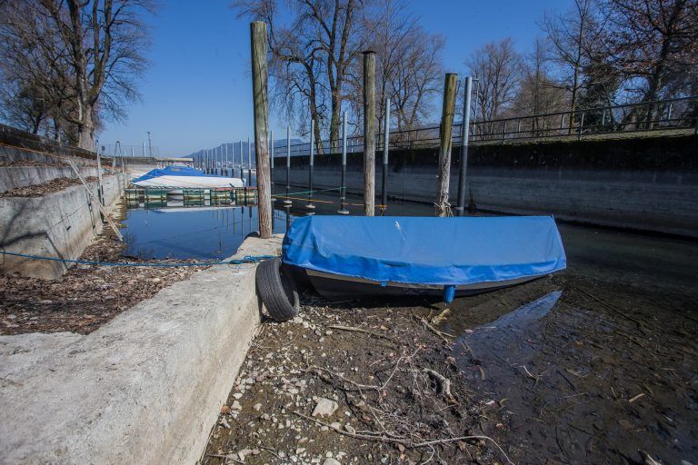 Am Wikingerhafen in Bregenz würde man mit diesem Boot wohl kaum den See erreichen können. Wassernachschub ist erwünscht. <span class="copyright">VN/Steurer</span>