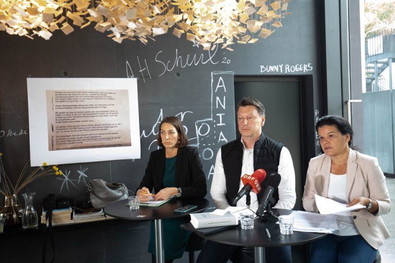 Erstatteten Anzeige, traten mit Vorwürfen an die Öffentlichkeit: Veronika Marte (ÖVP), Alexander Moosbrugger (damals Neos) und Sandra Schoch (Grüne).