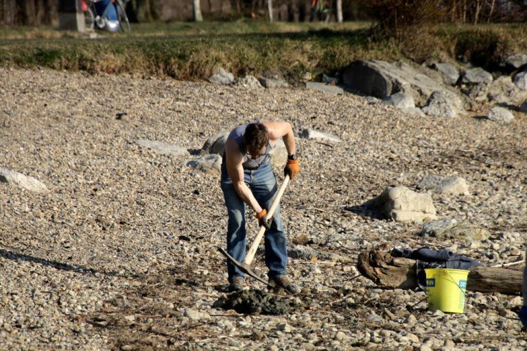 Schweißtreibende Arbeit am See.