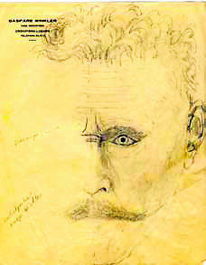 In einem Selbstporträt, gezeichnet um 1910, machte der Firmengründer deutlich, dass nur sein linker Gesichtssinn intakt war.